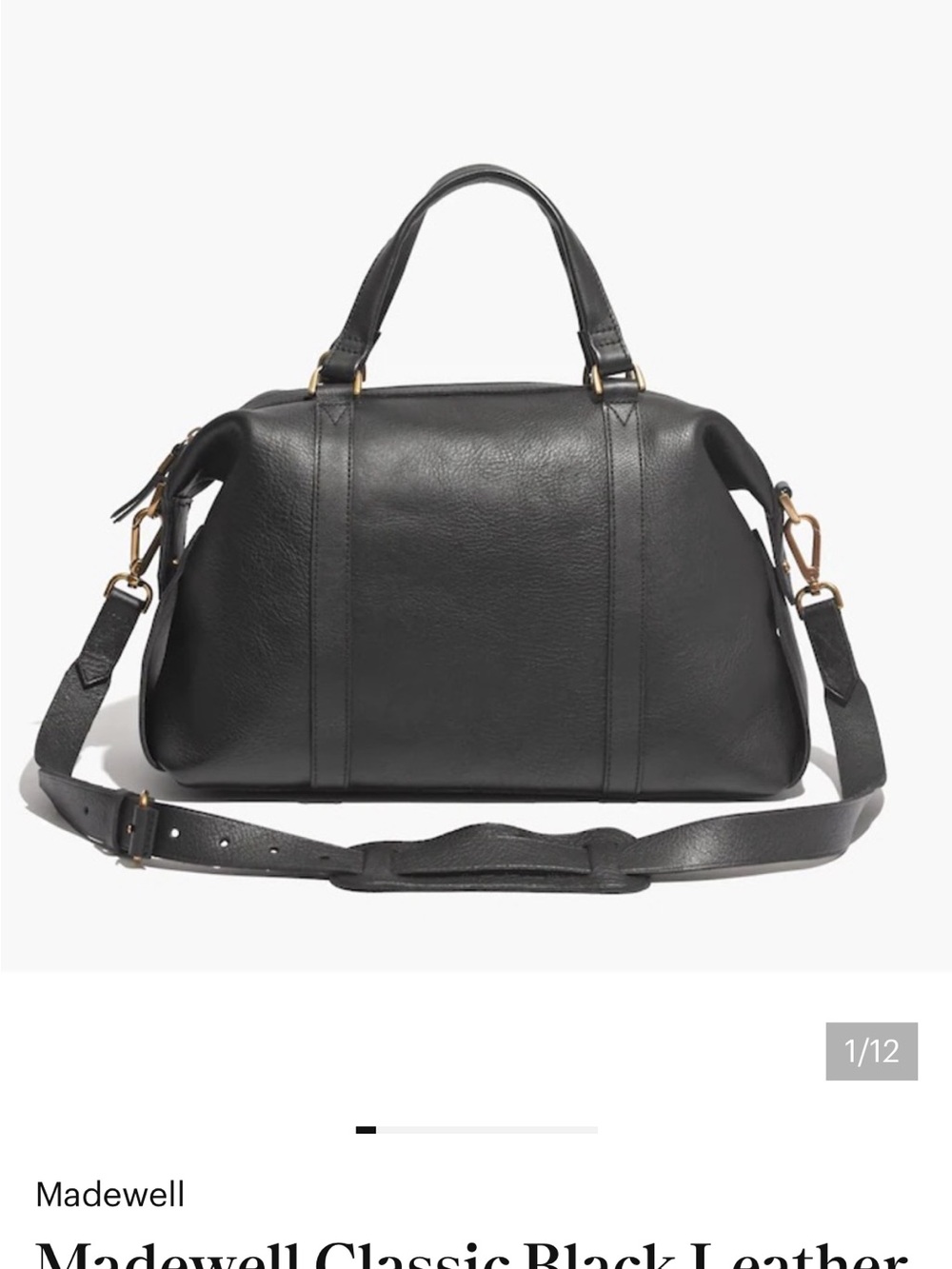 Madewell Glasgow Satchel Black Leather Shoulder Bag